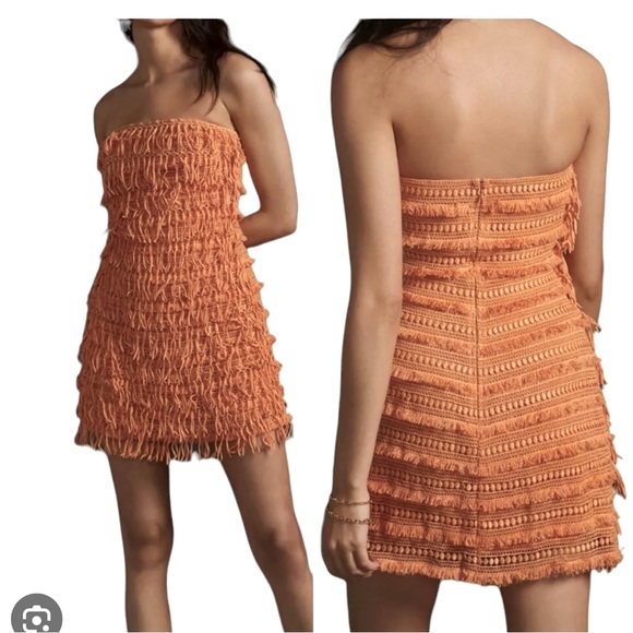 “ let me be fringed” 🍊tubed mini dress for Anthropologie - Picture 1 of 13